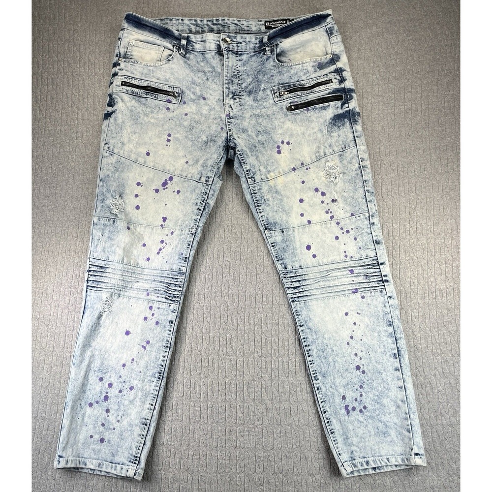 SouthPole Men's (40x30) skinny Y2K hip-hop, fashion, zipper denim jeans pants